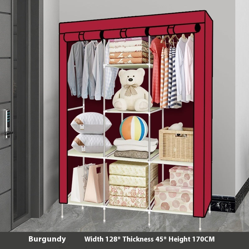 Metal Combination Simple Wardrobe Rental Room Steel Pipe Assembly Clothes Household Bedroom