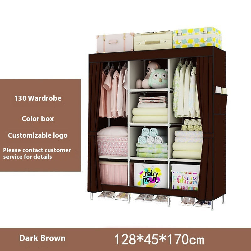 Metal Combination Simple Wardrobe Rental Room Steel Pipe Assembly Clothes Household Bedroom